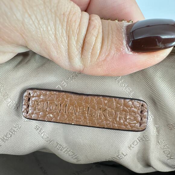 Michael Kors Double Zipper Jet Set Pebbled Leather Crossbody Bag Brown - Picture 10 of 15